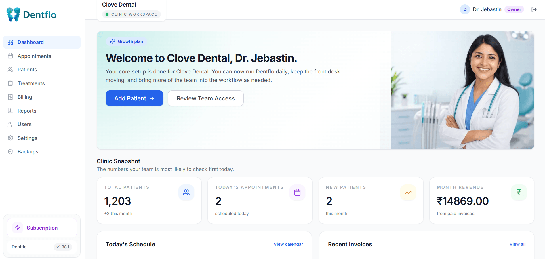 Dentflo dashboard preview